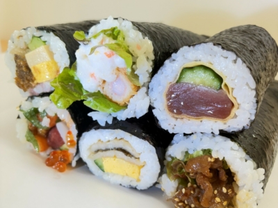 2月3日限定　恵方巻６本ハーフセット　税込　3000円　（海鮮　恵方巻　焼肉　近代鮪　エビフライ　穴子）